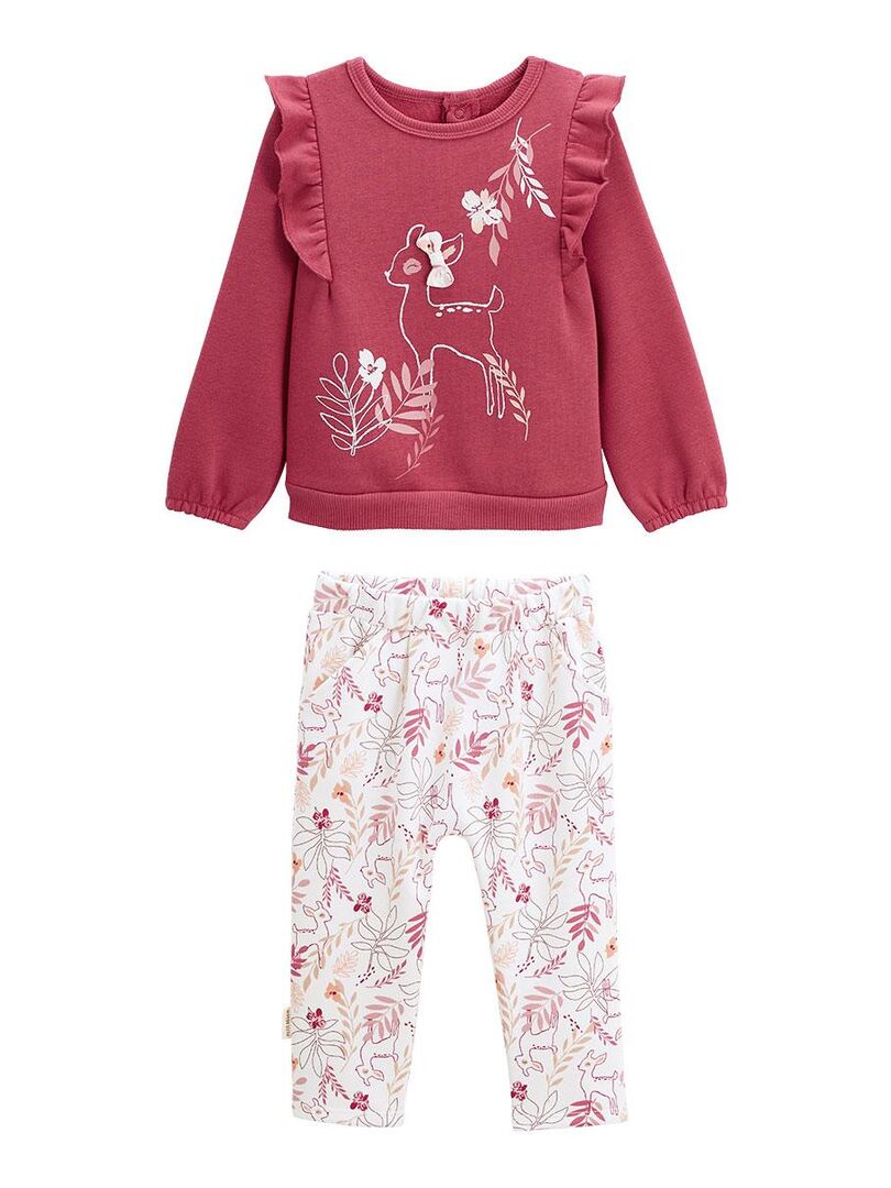 Ensemble sweat et pantalon en molleton b b fille Oma Biche