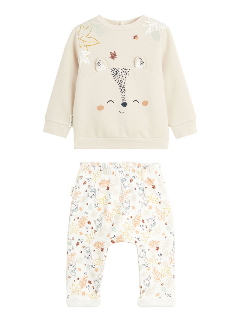 Ensemble sweat et pantalon en molleton bébé mixte Paolo Beige sable - Kiabi
