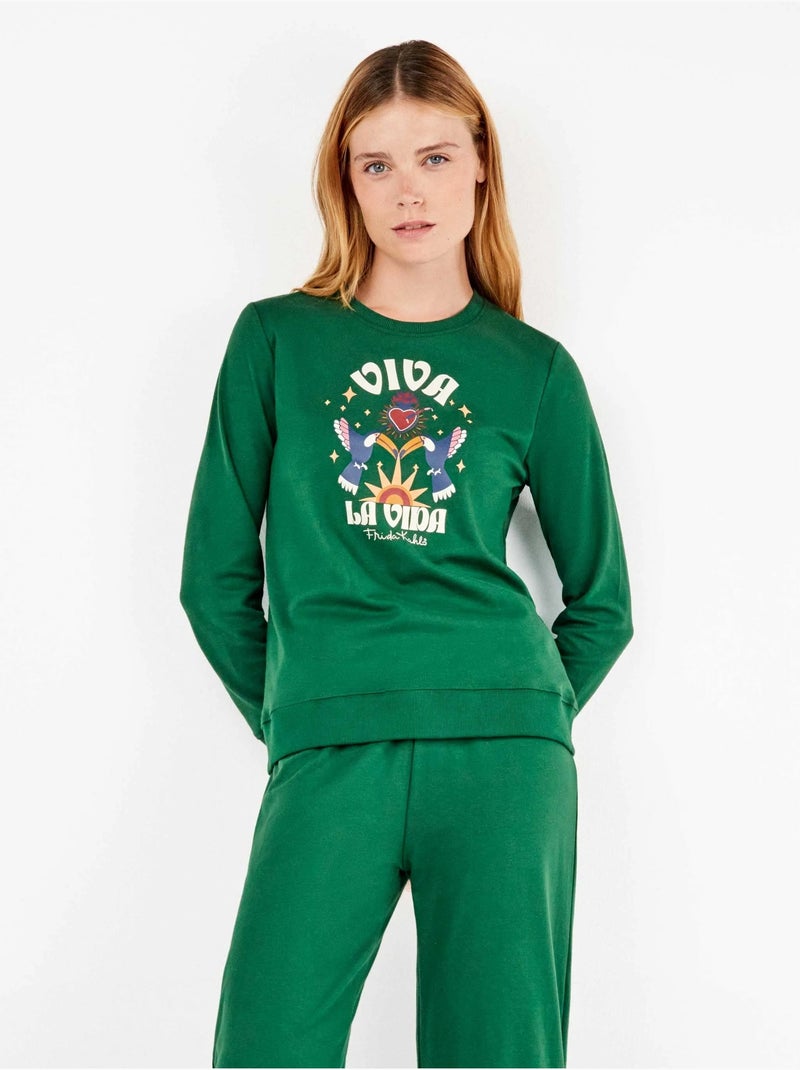 Ensemble sweat et pantalon frida kahlo Vert Fougère - Kiabi