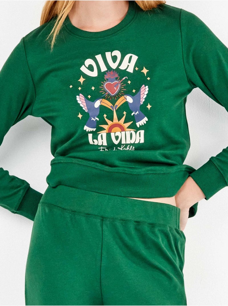 Ensemble sweat et pantalon frida kahlo Vert Fougère - Kiabi