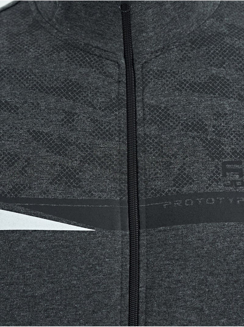 Ensemble sweat et pantalon imprimé à col zippé tommy Gris Noir - Kiabi