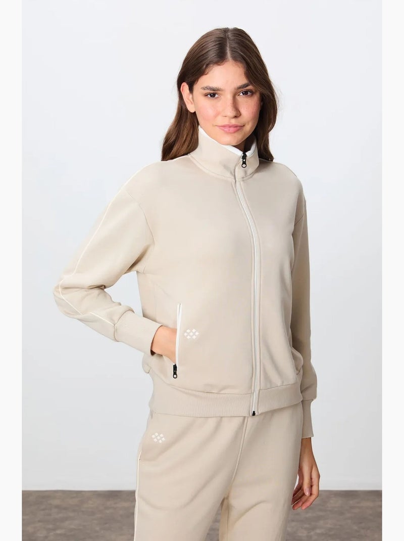 Ensemble sweat et pantalon oversize à col zippé tommy Beige argile - Kiabi