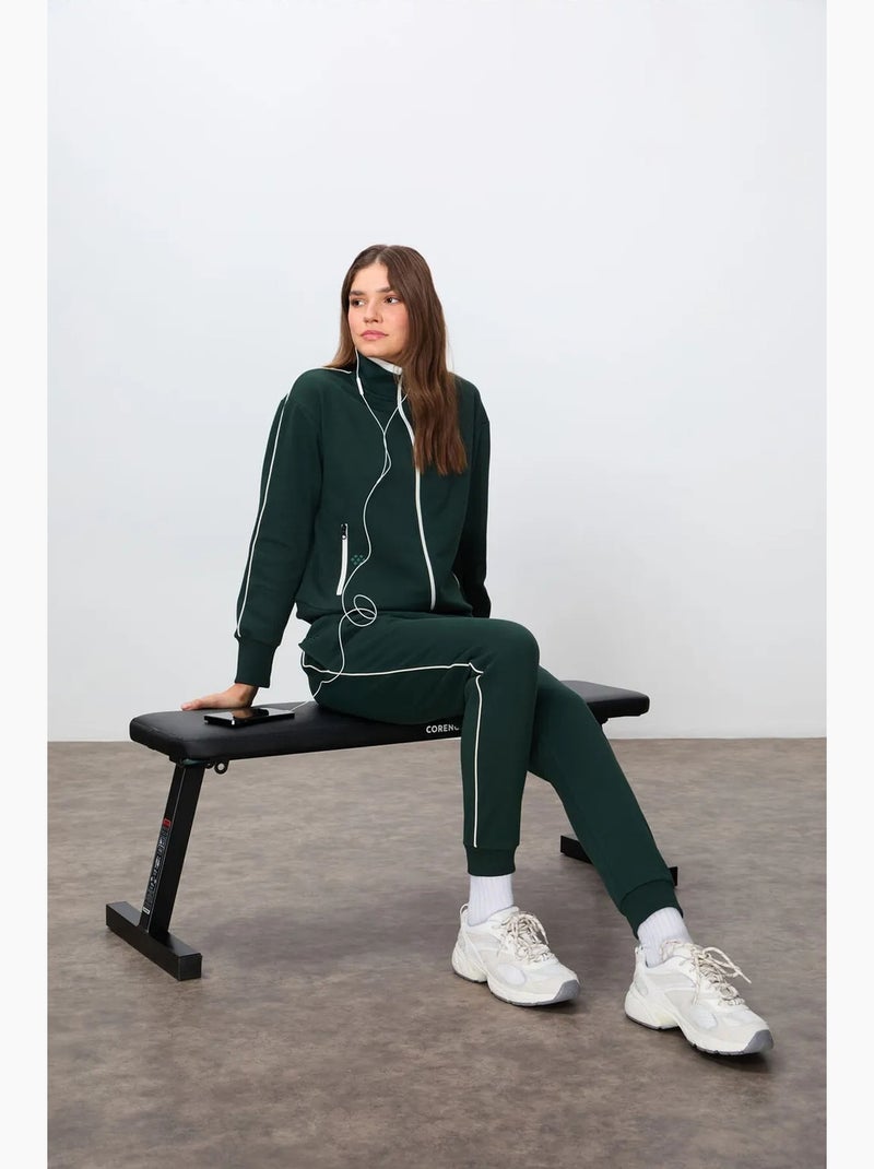 Ensemble sweat et pantalon oversize à col zippé tommy Vert foncé - Kiabi
