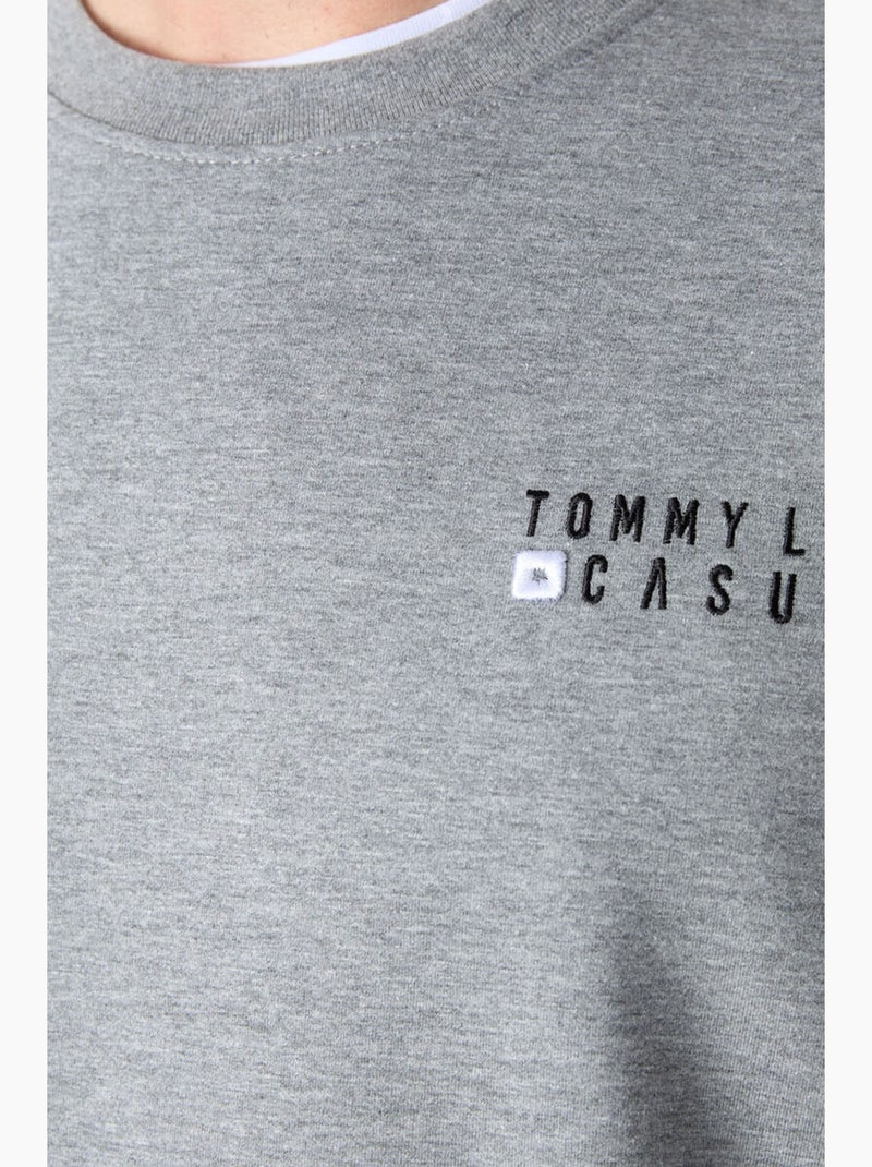 Ensemble sweat et pantalon oversize col rond tommy Gris clair - Kiabi