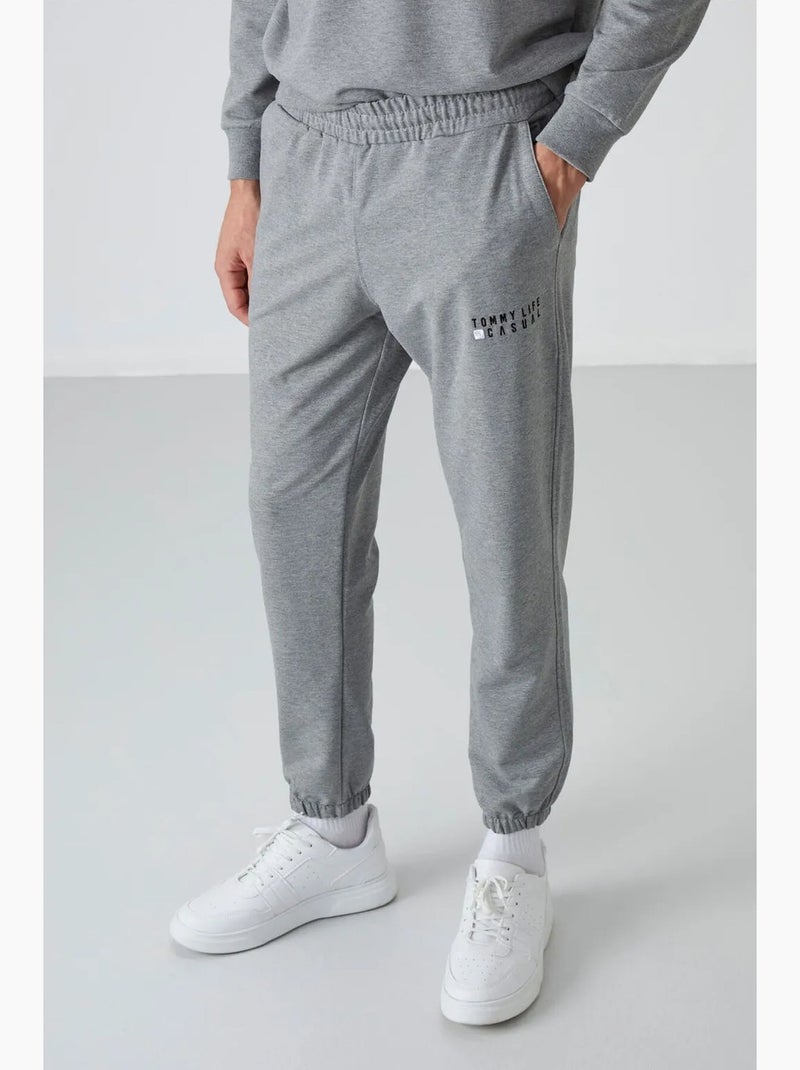 Ensemble sweat et pantalon oversize col rond tommy Gris - Kiabi