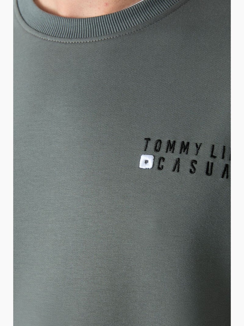Ensemble sweat et pantalon oversize col rond tommy Vert - Kiabi