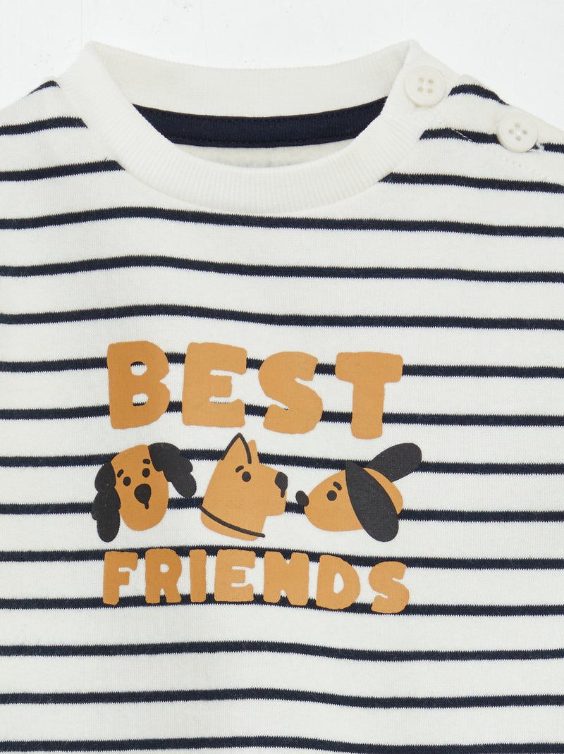 Ensemble sweat imprimé + jogging Blanc - Kiabi