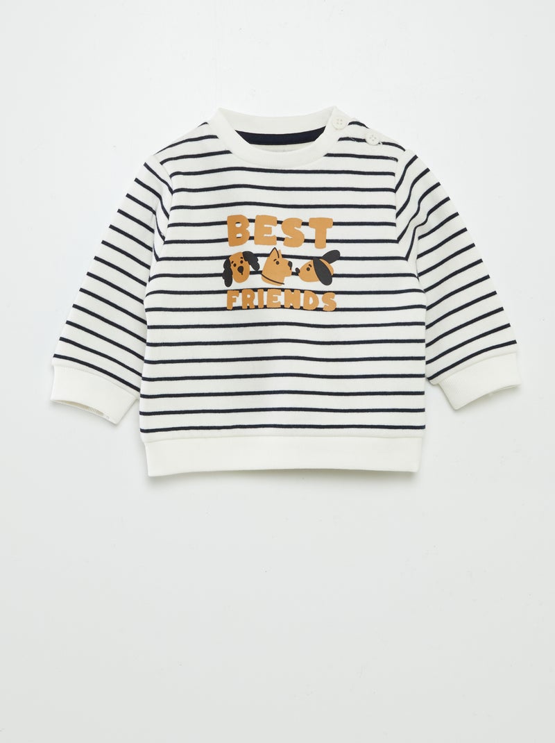 Ensemble sweat imprimé + jogging Blanc - Kiabi