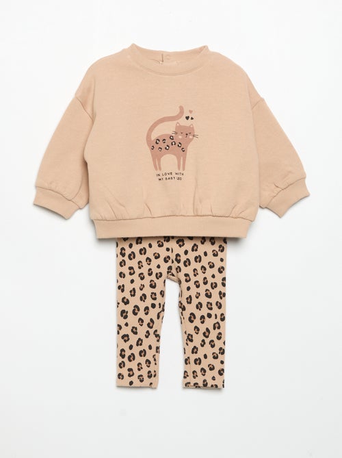 Ensemble sweat imprimé + legging - Kiabi