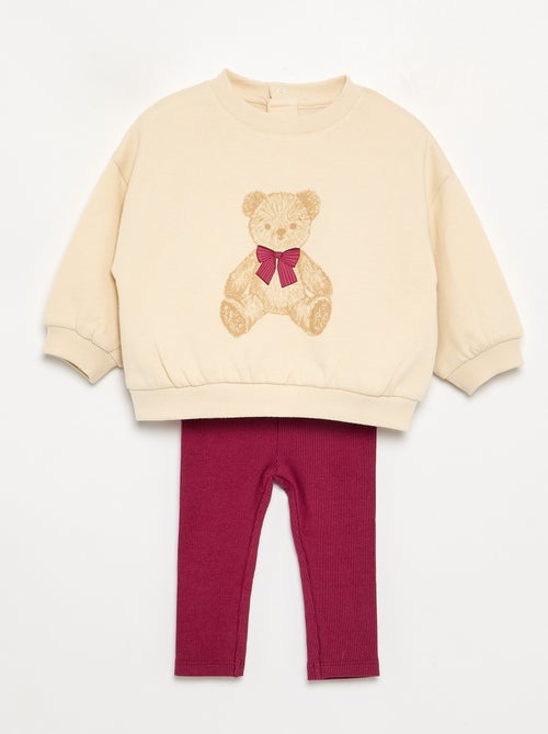 Ensemble sweat imprimé + legging - Kiabi
