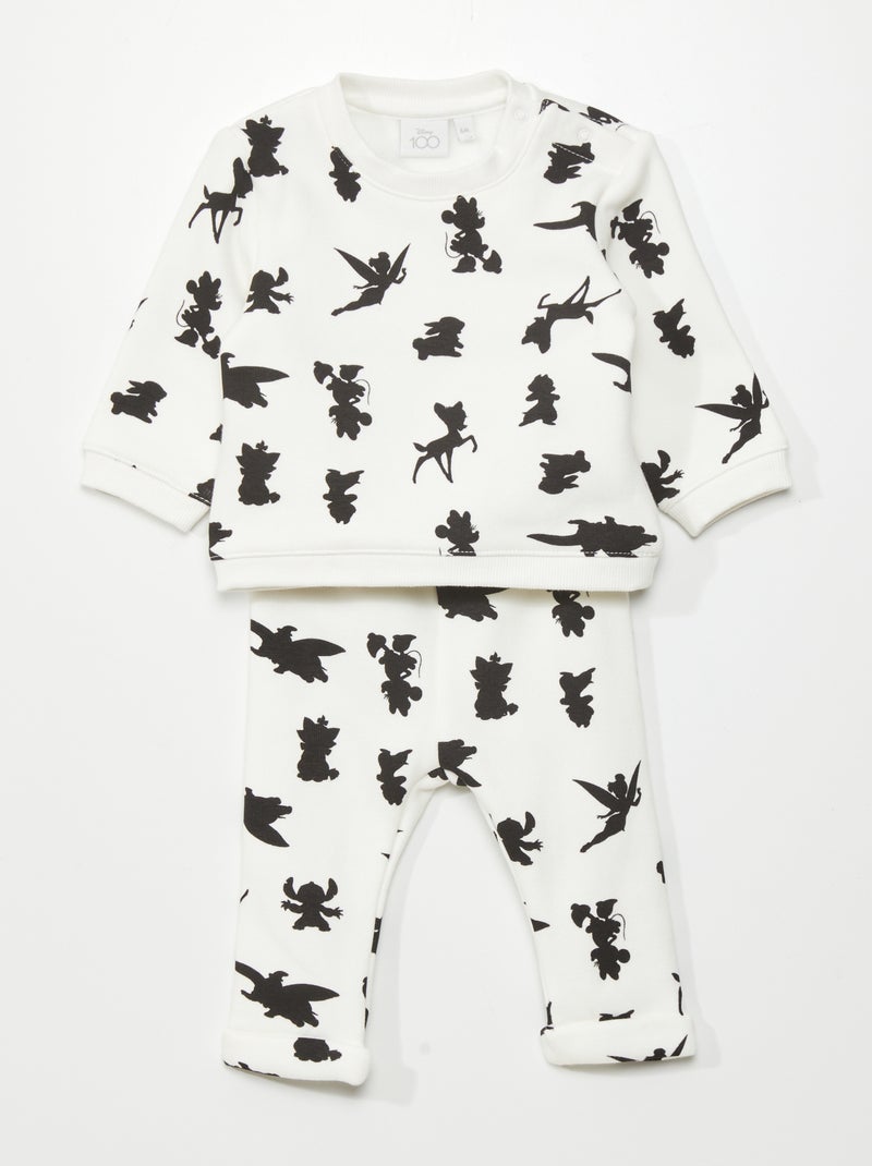Ensemble sweat + jogging - 100 ans de 'Disney' Blanc/noir - Kiabi