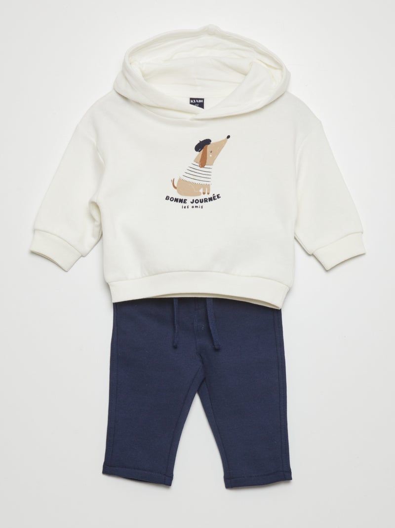 Ensemble Sweat + jogging - 2 pièces Blanc/bleu - Kiabi