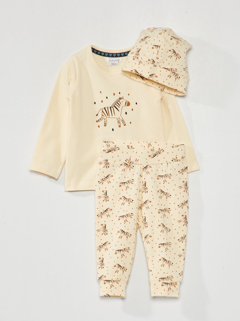 Ensemble sweat + jogging ,+ bonnet Ecru - Kiabi