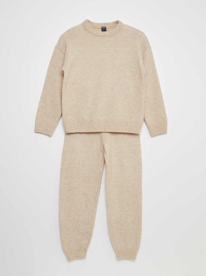 Ensemble sweat + jogging en tricot - 2 pièces Beige - Kiabi