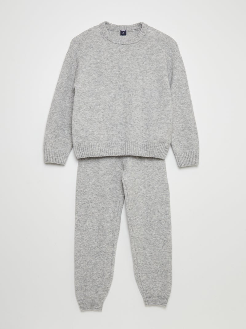 Ensemble sweat + jogging en tricot - 2 pièces Gris - Kiabi