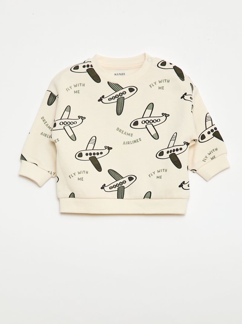 Ensemble sweat + jogging imprimé fantaisie - 2 pièces Beige - Kiabi