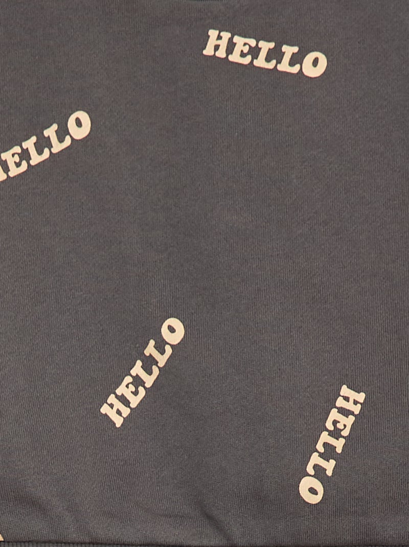 Ensemble sweat + jogging imprimé fantaisie - 2 pièces Gris - Kiabi