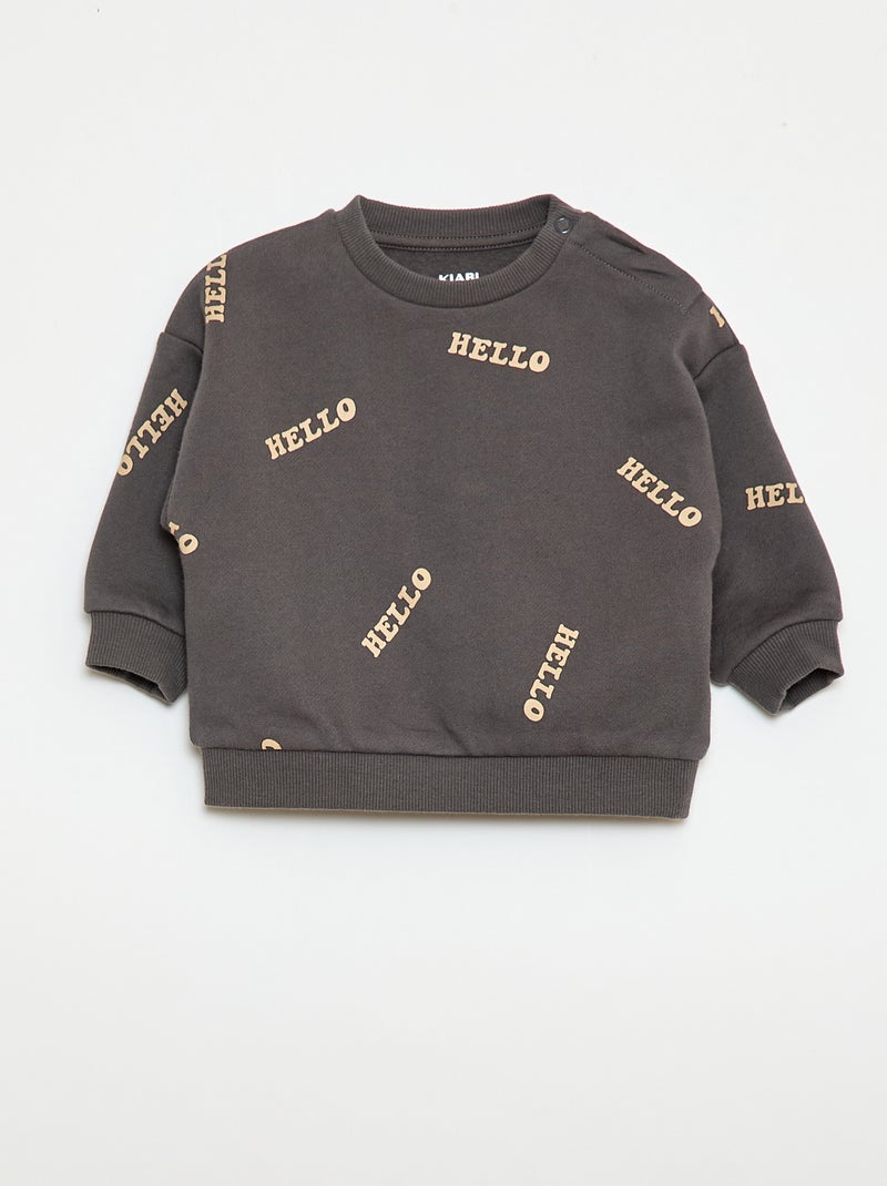 Ensemble sweat + jogging imprimé fantaisie - 2 pièces Gris - Kiabi