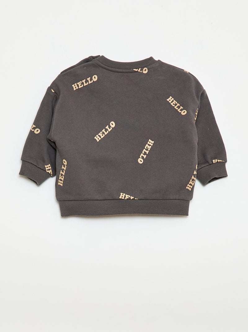 Ensemble sweat + jogging imprimé fantaisie - 2 pièces Gris - Kiabi