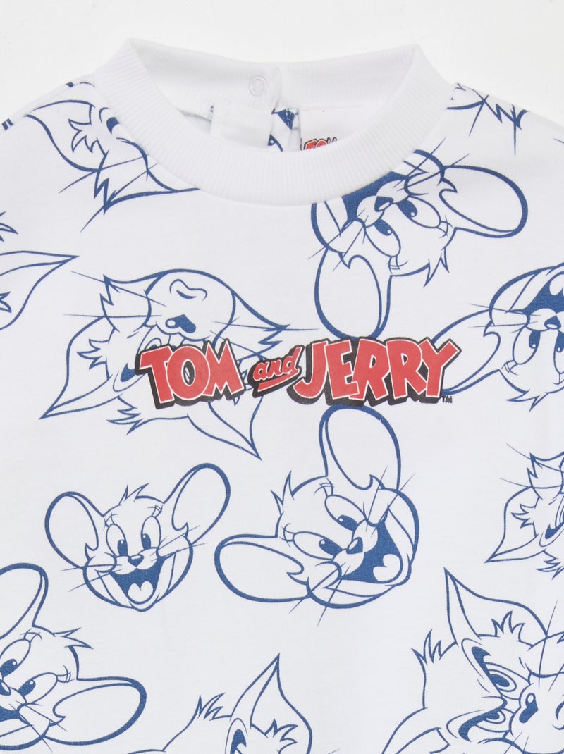 Ensemble sweat + jogging 'Tom & Jerry' Blanc/bleu - Kiabi