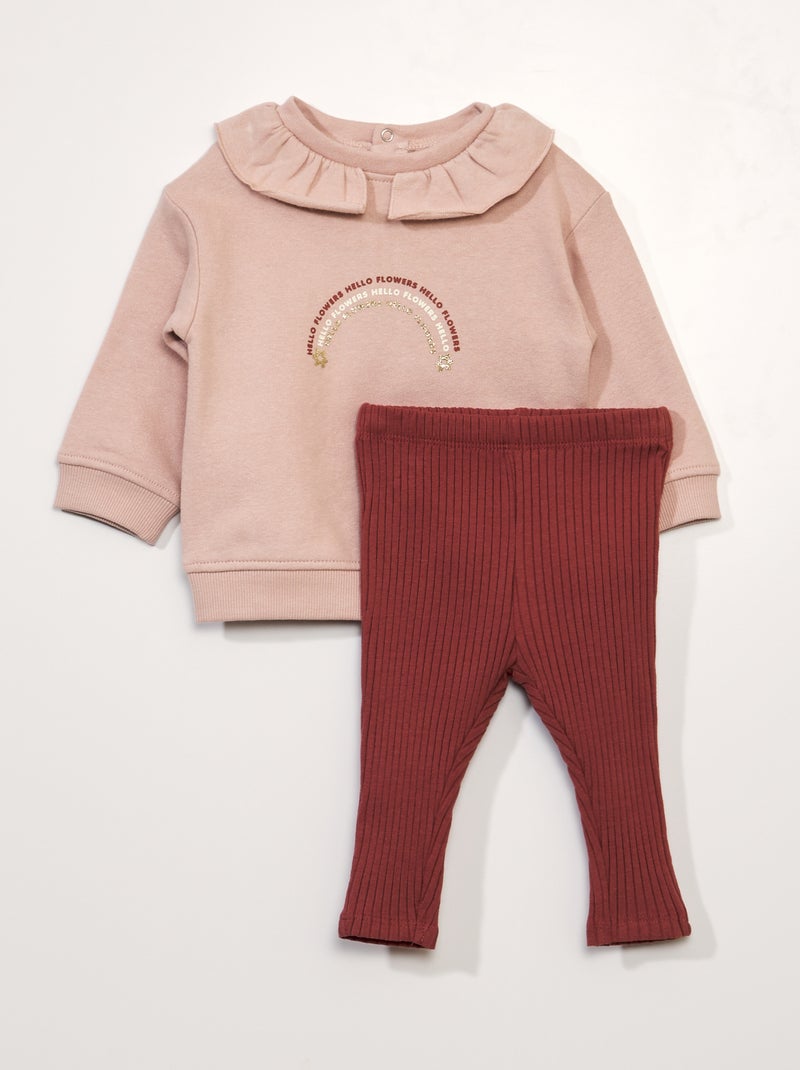 Ensemble sweat + legging - 2 pièces Rose/bordeaux - Kiabi
