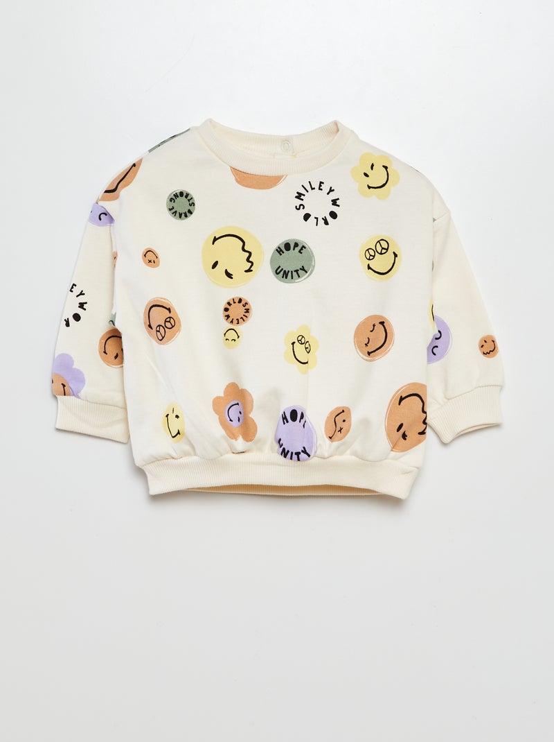 Ensemble sweat + legging - SmileyWorld Blanc - Kiabi