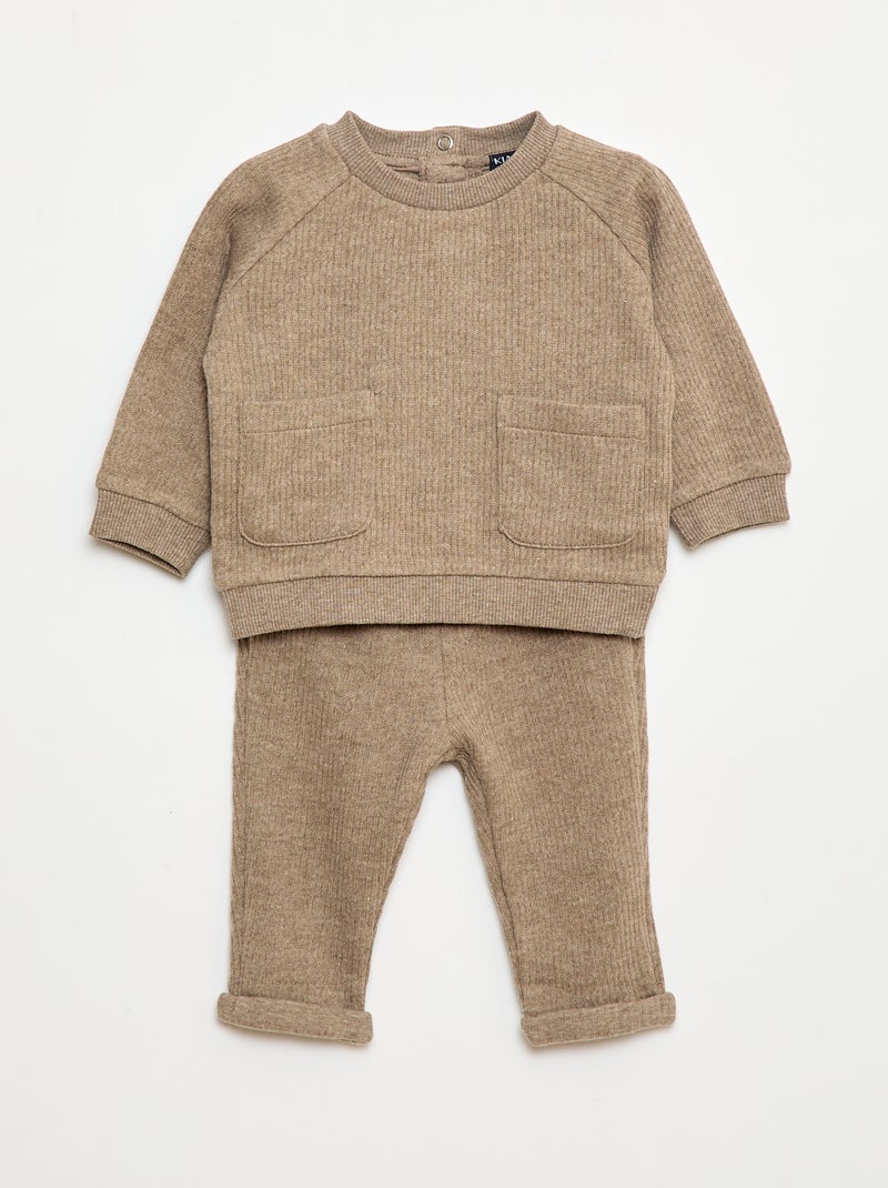 Ensemble sweat + legging côtelé - 2 pièces Marron - Kiabi