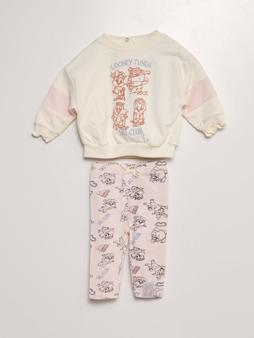 Ensemble sweat + legging côtelé 'Looney Toons' - 2 pièces Rose - Kiabi