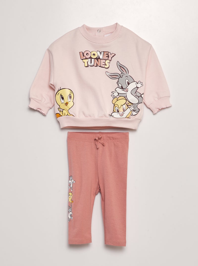 Ensemble sweat + legging côtelé 'Looney Toons' - 2 pièces Rose - Kiabi