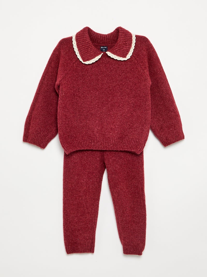Ensemble sweat + legging en tricot - 2 pièces Rouge - Kiabi