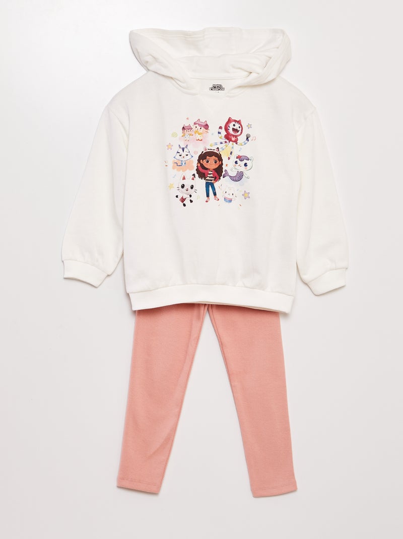 Ensemble sweat + legging 'Gabby et la maison magique' Blanc/rose - Kiabi