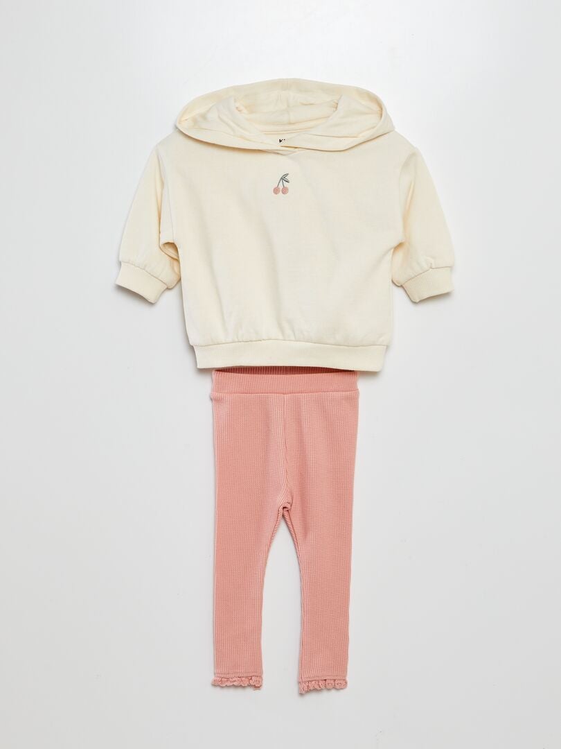 Ensemble sweat + legging gaufré - 2 pièces Rose - Kiabi