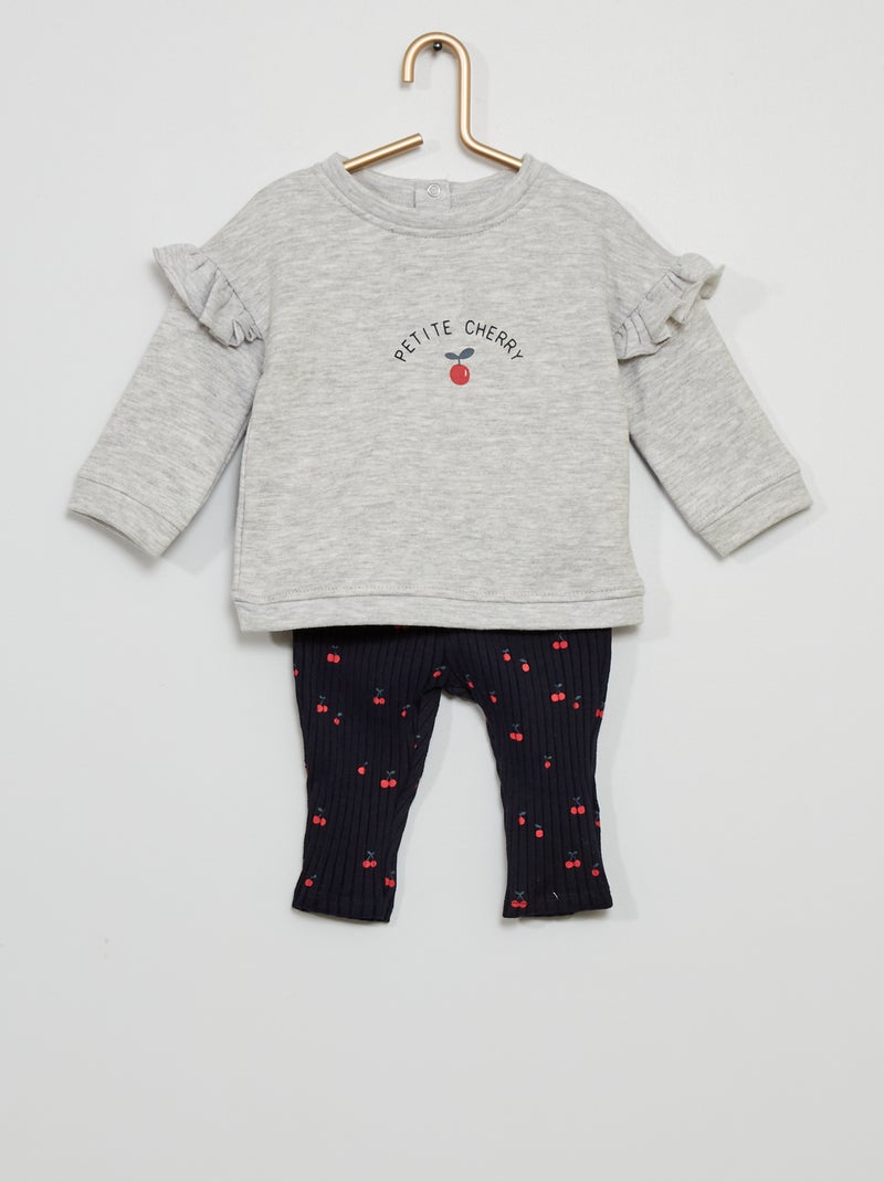 Ensemble sweat + legging gris - Kiabi