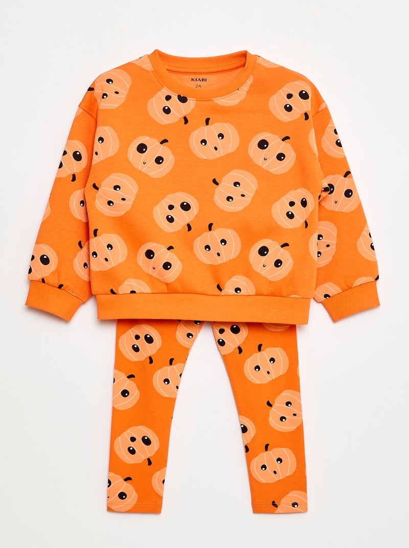 Ensemble sweat legging 'Halloween' Orange Bébé fille