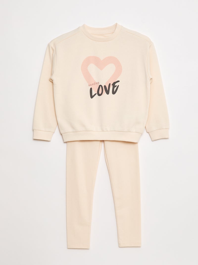 Ensemble sweat + legging imprimé - 2 pièces Blanc - Kiabi
