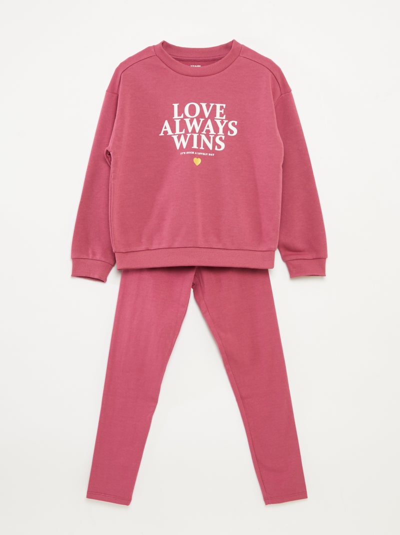 Ensemble sweat + legging imprimé - 2 pièces Rose - Kiabi