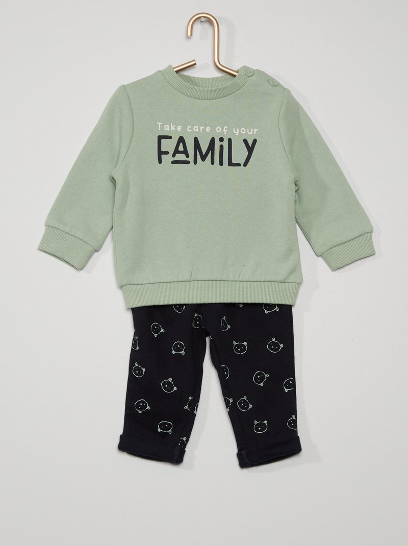 Ensemble sweat + pan vert claire - Kiabi