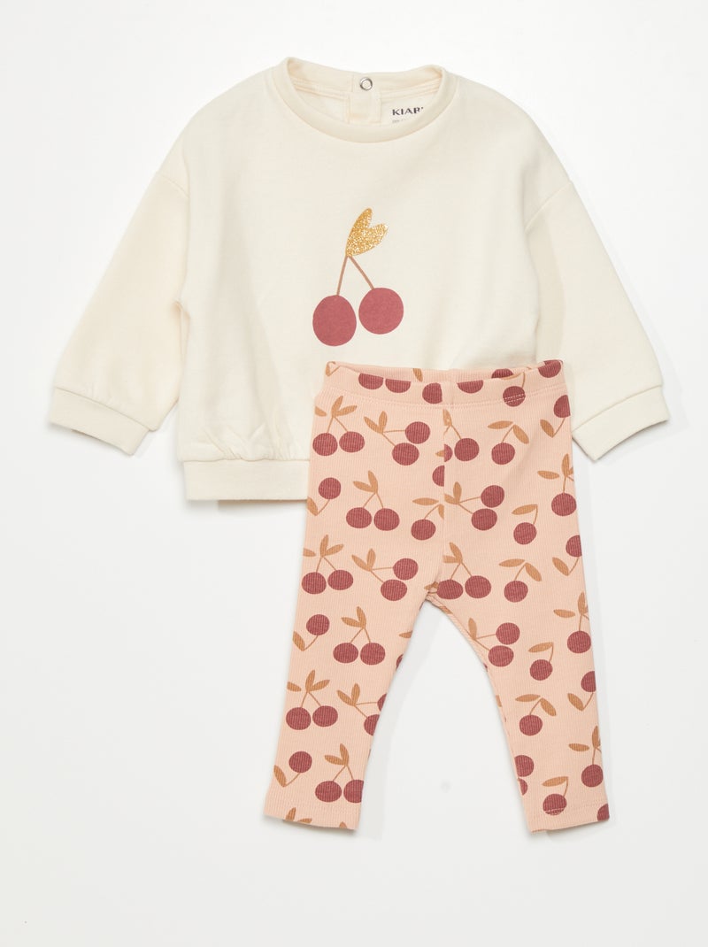 Ensemble sweat + pantalon - 2 pièces Blanc/rose - Kiabi