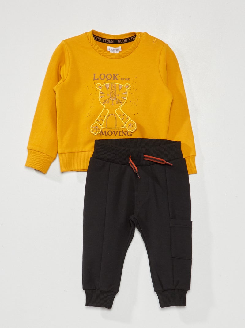 Ensemble sweat + pantalon - 2 pièces Jaune/noir - Kiabi