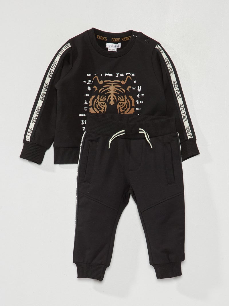 Ensemble sweat + pantalon - 2 pièces noir - Kiabi
