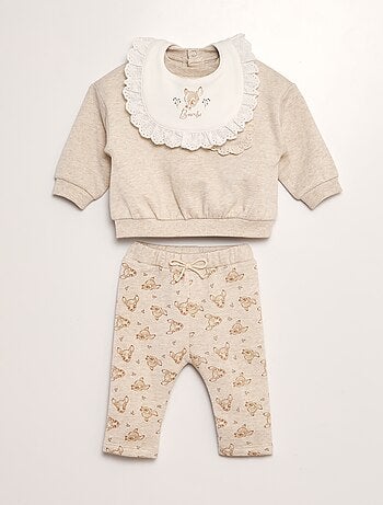 Ensemble sweat + pantalon + bavoir 'Bambi' - 3 pièces