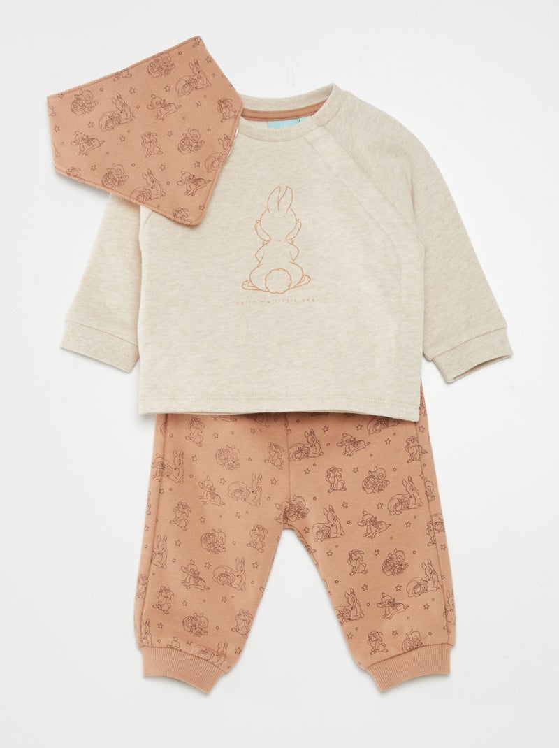 Ensemble sweat + pantalon + bavoir Beige/marron - Kiabi