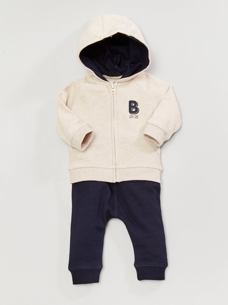 Ensemble sweat + pantalon Beige/bleu marine - Kiabi