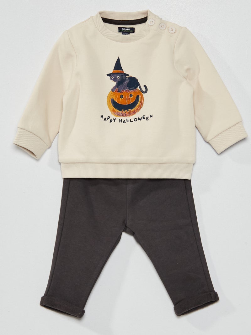 Ensemble sweat + pantalon Blanc/gris - Kiabi