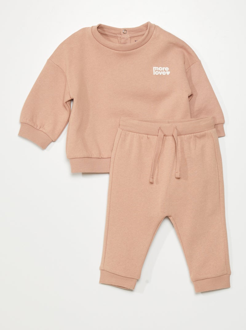 Ensemble sweat + pantalon de jogging - 2 pièces Beige - Kiabi