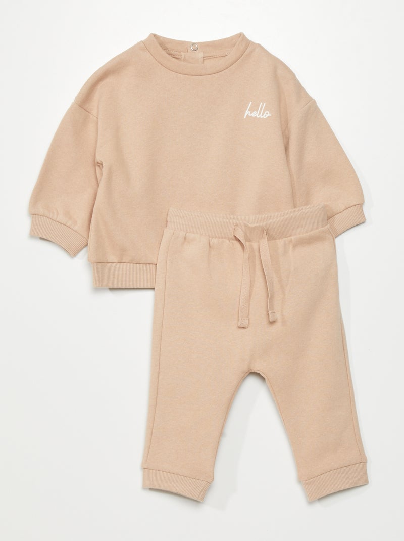 Ensemble sweat + pantalon de jogging - 2 pièces Beige - Kiabi