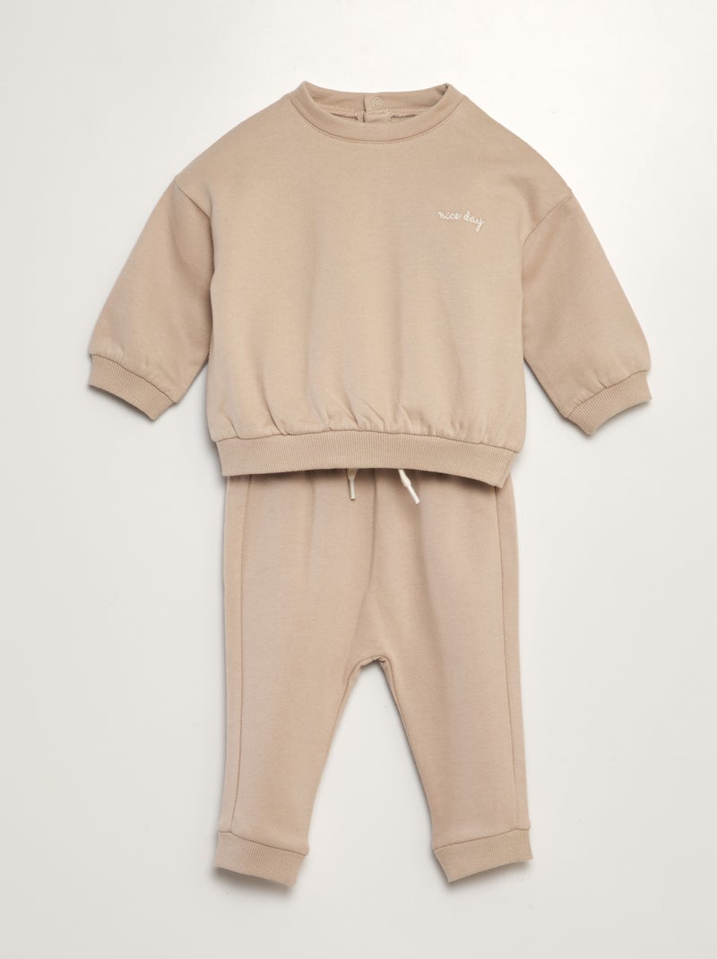 Ensemble sweat + pantalon de jogging - 2 pièces Beige - Kiabi