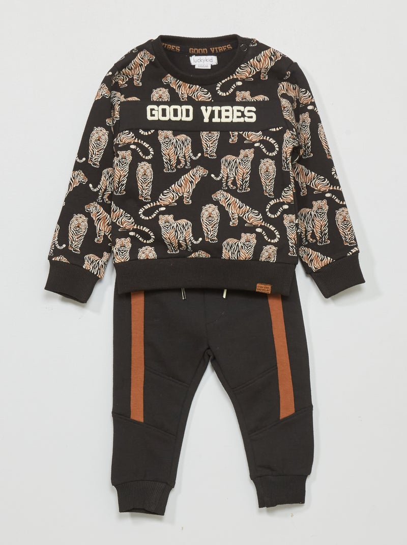 Ensemble sweat + pantalon de jogging - 2 pièces Noir - Kiabi