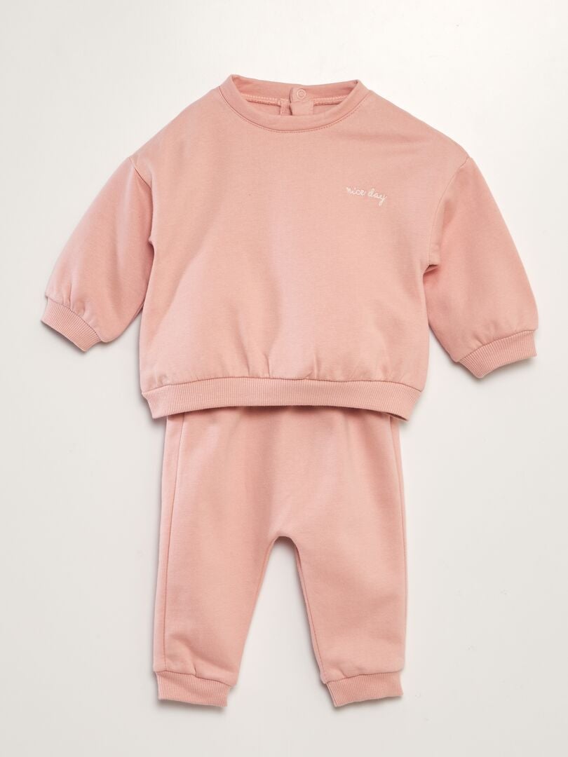 Ensemble sweat + pantalon de jogging - 2 pièces Rose - Kiabi