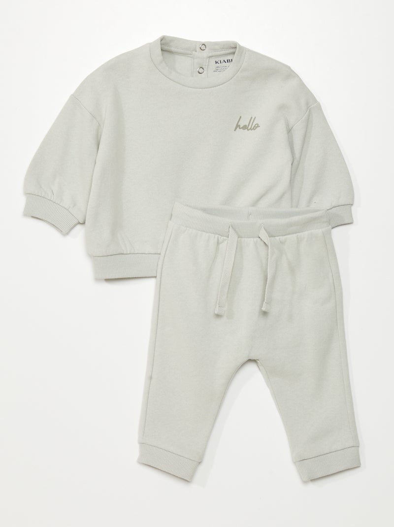 Ensemble sweat + pantalon de jogging - 2 pièces Vert - Kiabi